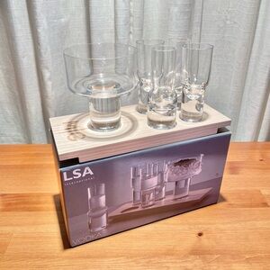 LSA International Vodka Serving Set Service for 4 2 oz Shot Glasses Board Poland